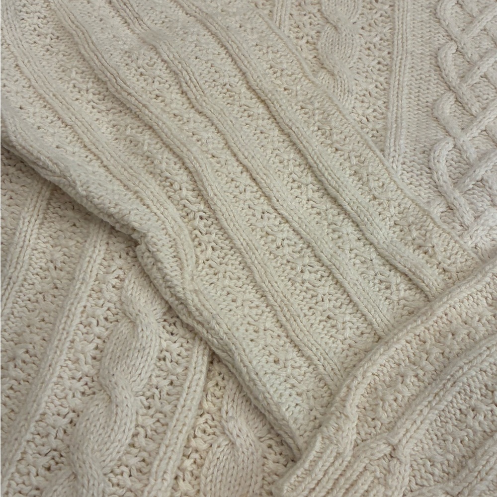 Cream Cable Knit Turtleneck Sweater - Picture 3 of 6